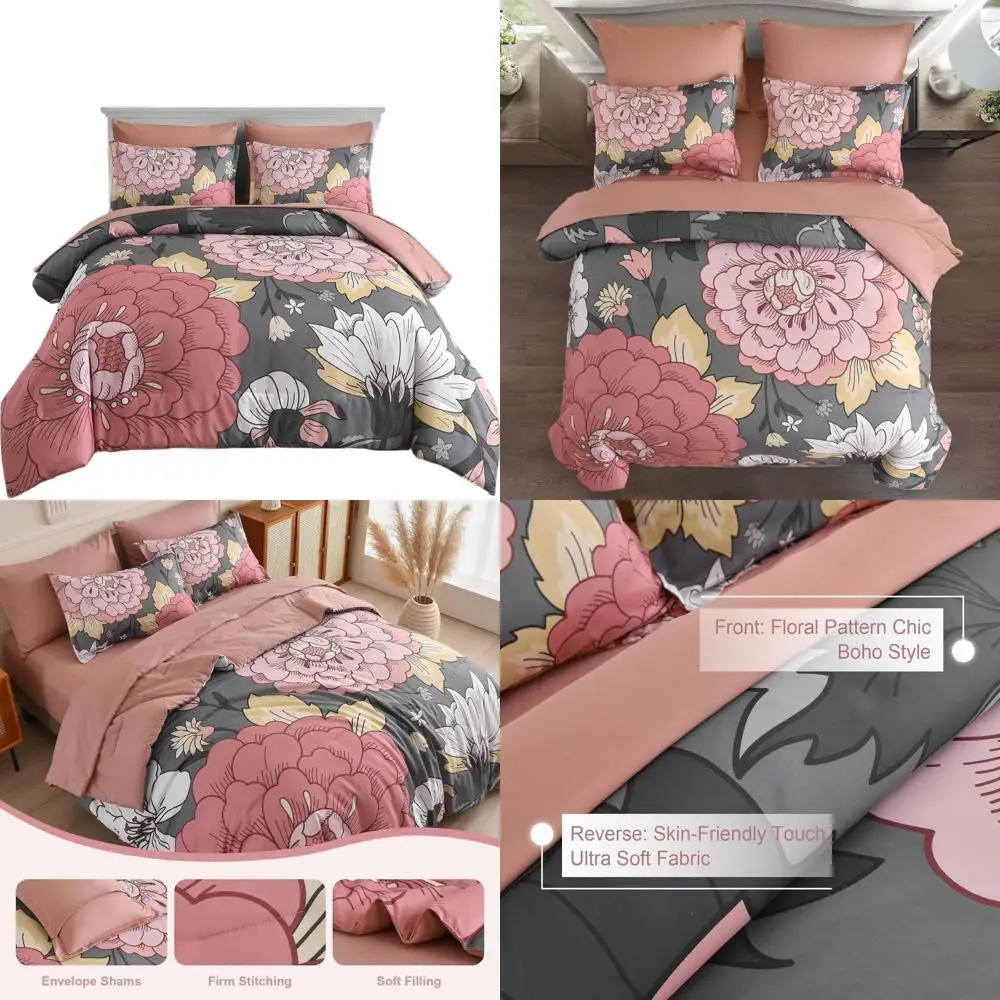 Grey & Pink Floral …