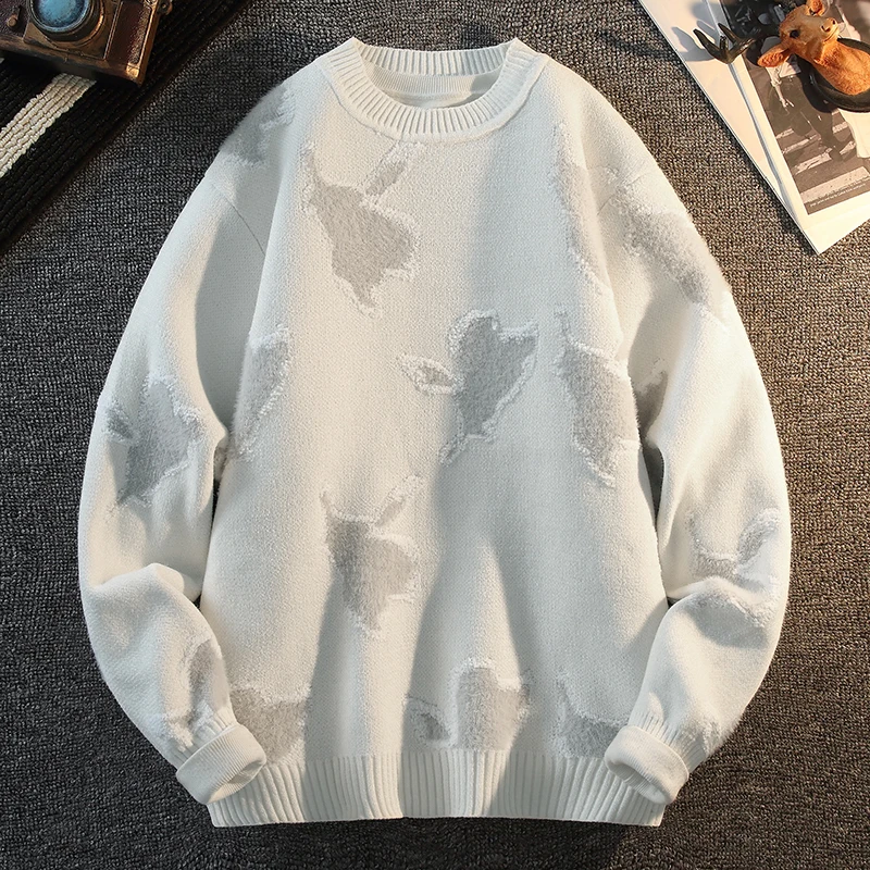 men's autumn winter long sleeves knit sweater round neck new model jacquard keep warm high quality pullover leisure fashion tops