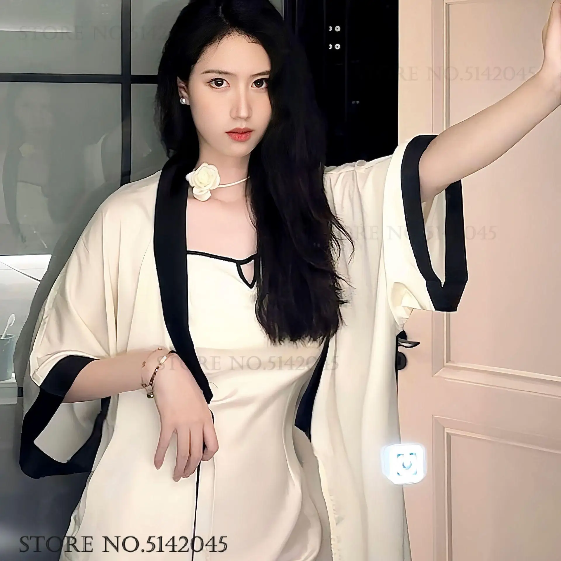 

Sexy Female Twinset Robe Set Luxury Elegant Kimono Bathrobe Gown Home Dress Summer Women Sleepwear Nightgown Satin Loungewear