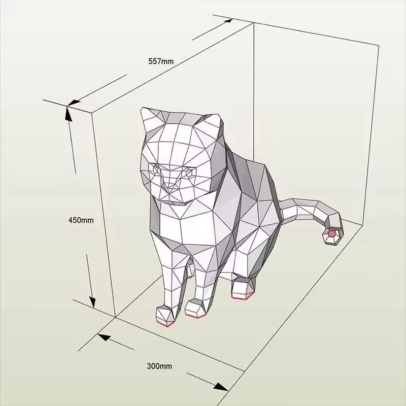 45cm chat papier modèle Origami 3D Papercraft maison couloir fête ornements chambre décor bureau décorations Art à la main bricolage Puzzles jouet