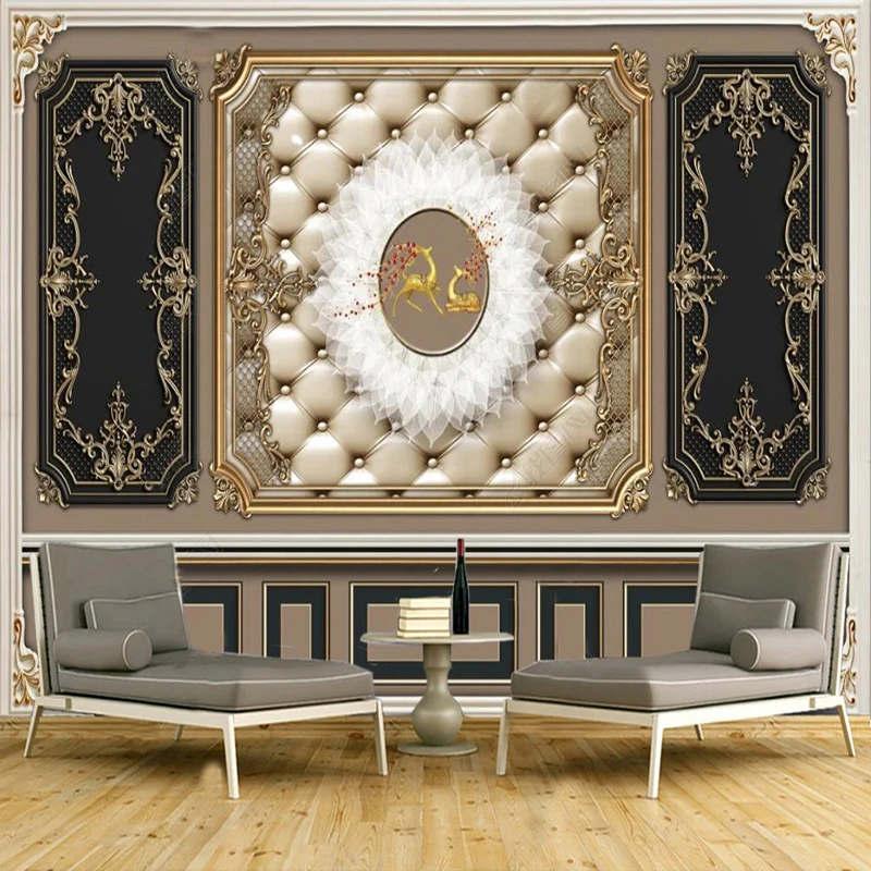 3D Wallpaper Modern European White Plaster Carving Wall Painting Living Room Bedroom Sofa Backdrop Home Decor Papel De Parede 3D