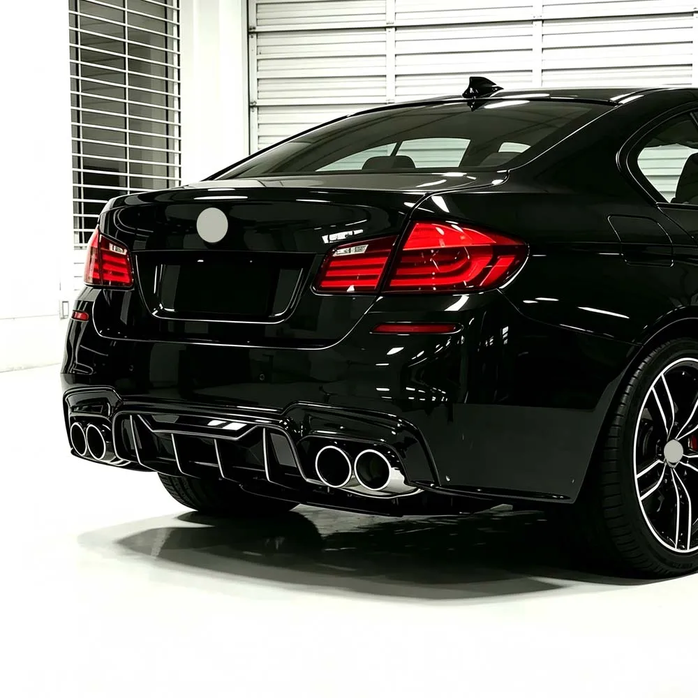 Für BMW 5er F10 F11 M5 2011-2017 Schwarze Karosserie-Kits MP-Style Heckdiffusor Spoilerlippe Splitter Mit LED-Licht Tuning