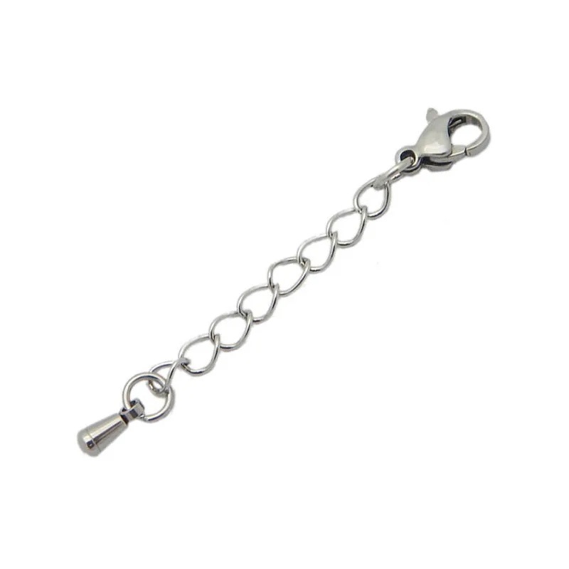 10pcs/lot 50/55/60/65/70mm Length Stainless Steel Chain Clasps Cord Clips for DIY Flat Leather Bracelet Connector Findings B
