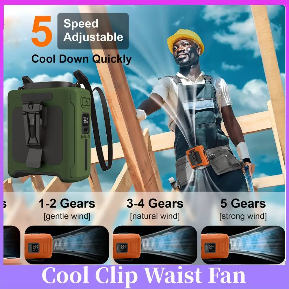 

Портативный поясной вентилятор, светодиодное освещение, носимый персональный вентилятор, бесщеточный моторный ремень, персональный охлаждающий вентилятор для занятий спортом, приготовления пищи, работы на открытом воздухе