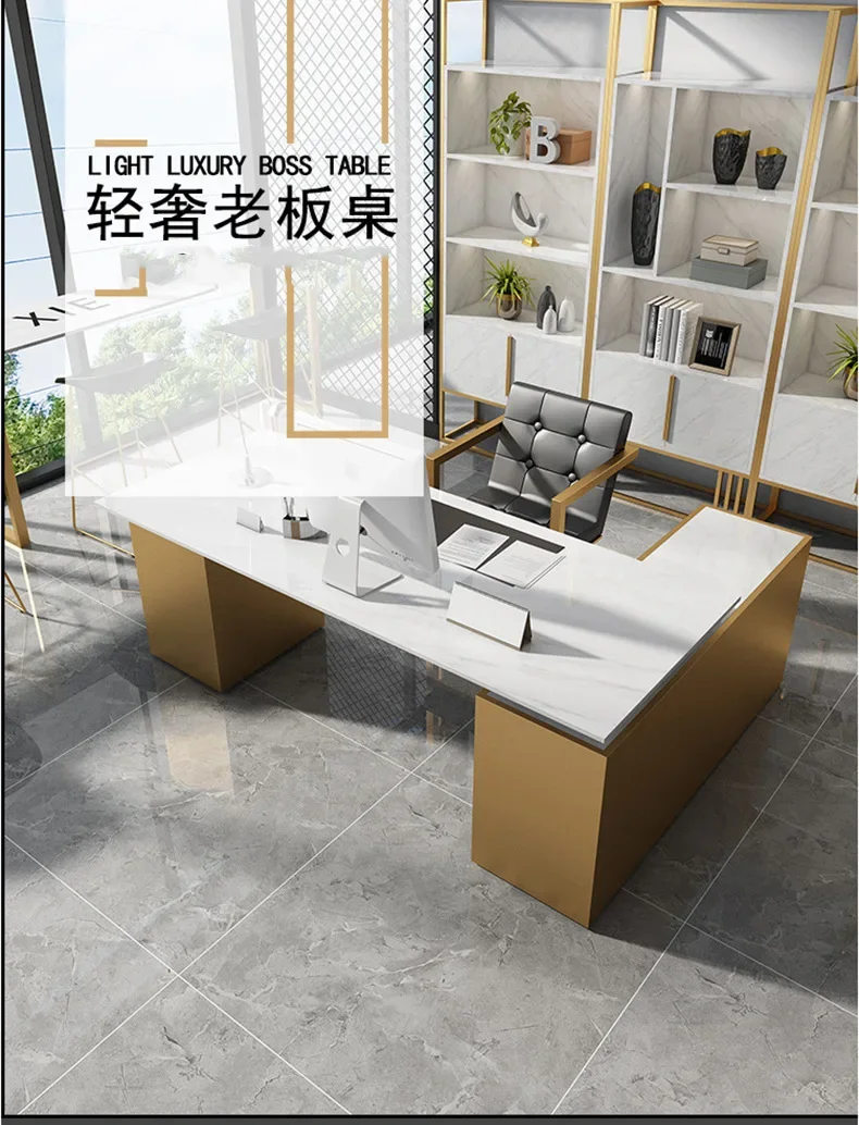 Y1 Nordic light luxury marble desk home study workbench single desktop computer table and chair