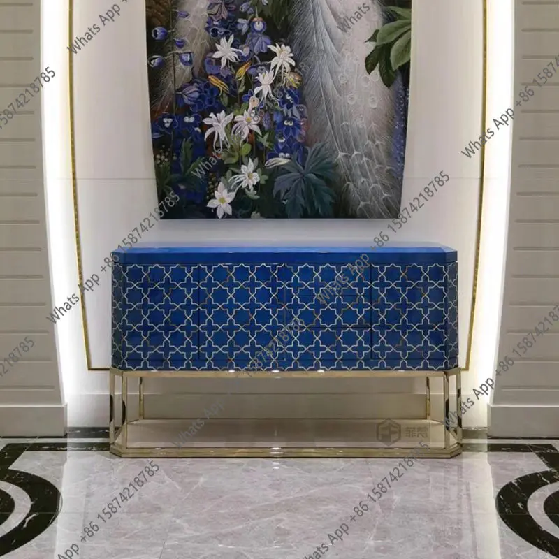 Entry porch cabinet Solid wood home storage villa luxury house designer side cabinet Multifunctional decoration