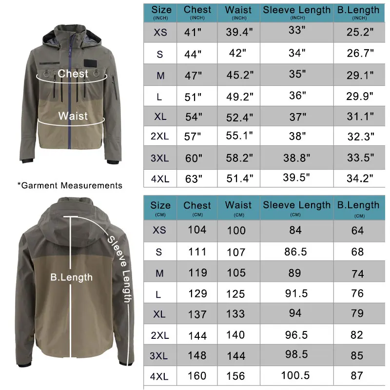 Waterproof Tactical Wading Jackets Light Breathable Rain Clothing G-4 Guide for Anglers Fishermen Fly Fishing Hunting Kayaking