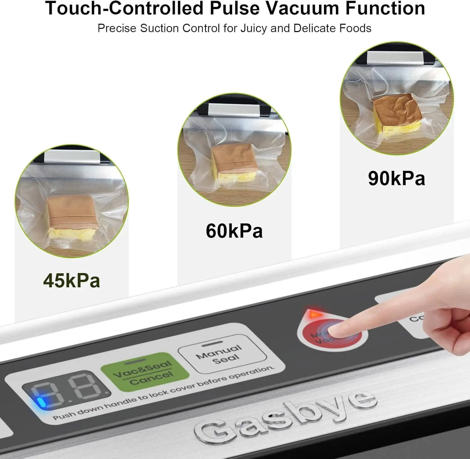 Sealer Machine, 90kPa Food Sealer with Double Heat Seal for Dry/Moist Food, Easy-lock Handle, Built-in Bag Storage & Cutt