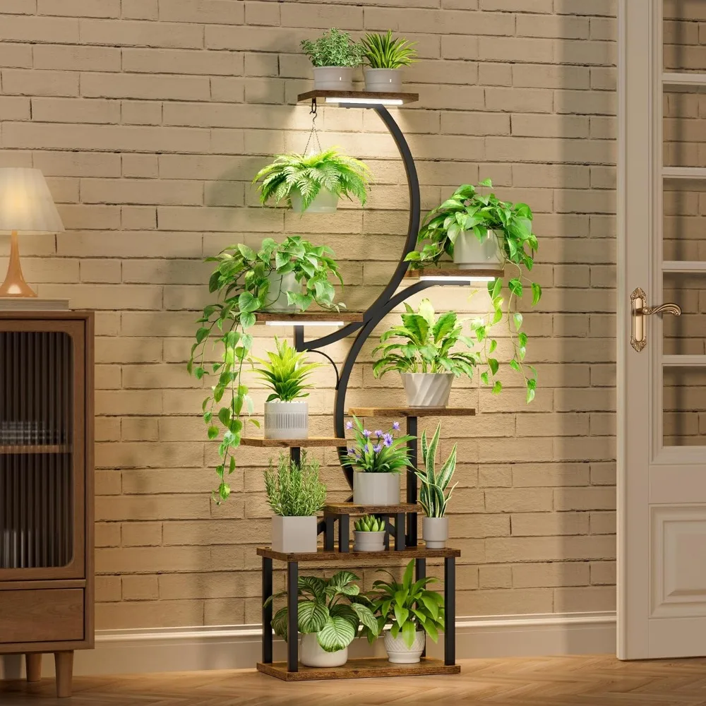 Indoor plant stand, 8 layer house plant stand for indoor plants, metal plant flower stand, S-shaped household plants stand