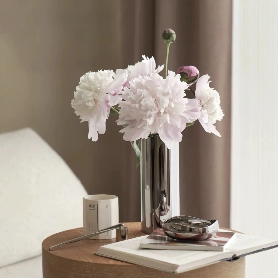 Nordic style vase stainless steel flower ware flower vase dried flower living room dining table ornament housewarming gift