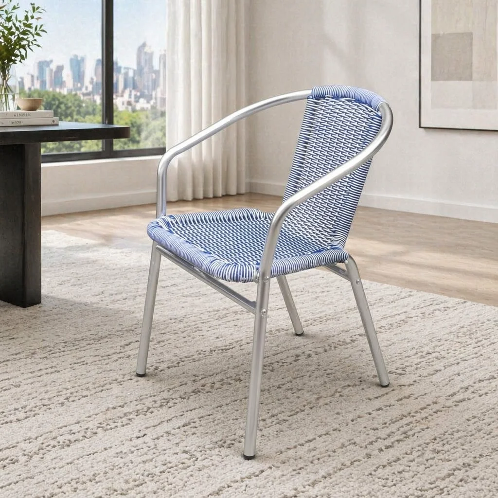 *Study Aluminum Outdoor Chair Garden Rattan Chair Stackable Metal Chair Use for Restaurant Balcony Cafe Patio Park Customizable