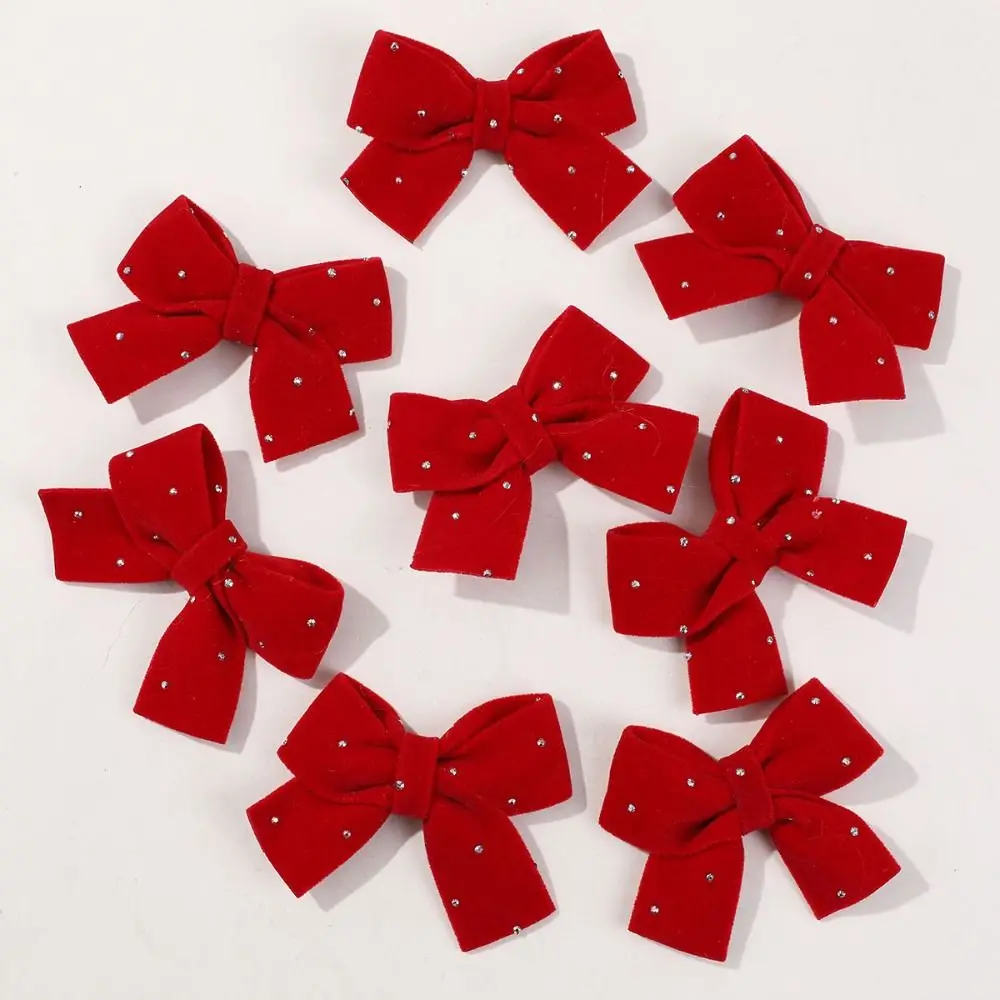 

10PCS Gift Package Handmade Red Velvet Bow Ornaments Mini Bowknot DIY Material Decorative Bow Garment Decoration