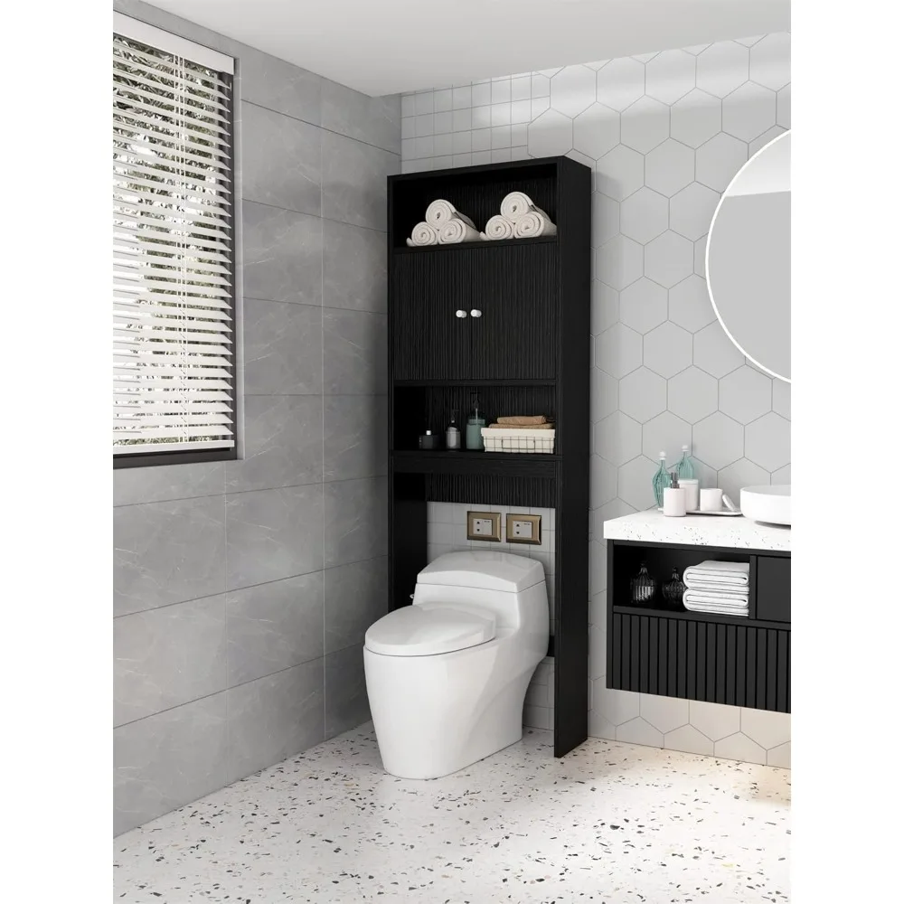 

Bathroom SpaceSaver Cabinet | Durable MDF, Adjustable Shelves, Over, The, Toilet Storage Organizer Elegant Design and Ample