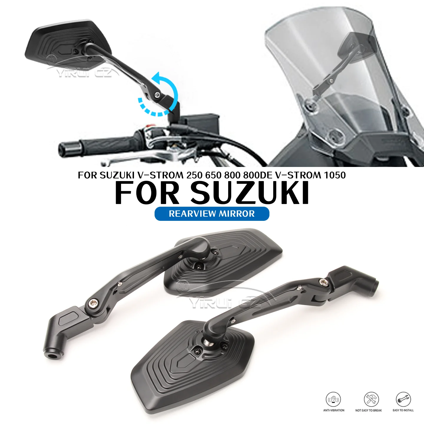 

Motorcycle Rearview Mirror For V-Strom 250 V-Strom 650 V-Strom 800 1050 Aluminum Adjustable Side Rear View Mirrors V-Strom 800DE