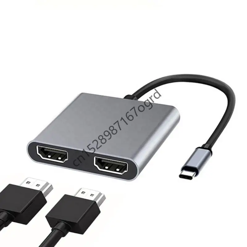 

USB C To Double HDTV Adapter 4K 60Hz Aluminum Dock 2/4 Port For Multiple Monitor Setups 634A
