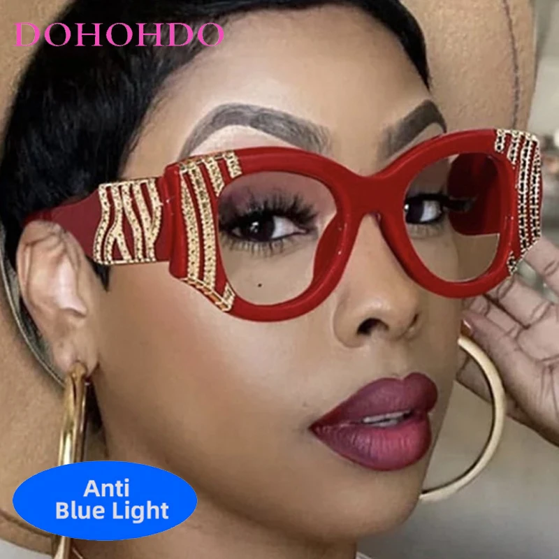 

Luxury Personality Decoration Big Oval Punk Glasses For Women Men Fashion Design Computer Gaming Anti-Blue Light Eyewear Ladies