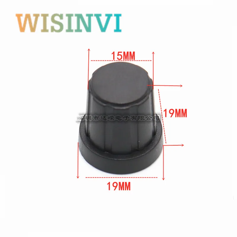 10PCS 19*19MM half shaft black plastic knob potentiometer rotary encoder volume switch knob suitable for D axis 6MM