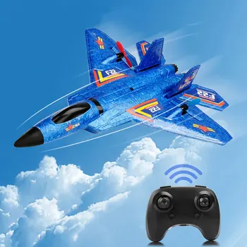 F22 Raptor RC Airplane 2.4G 2CH Remote Control Flying Glider with LED Lights EPP Foam Plane Toys for Children Gifts