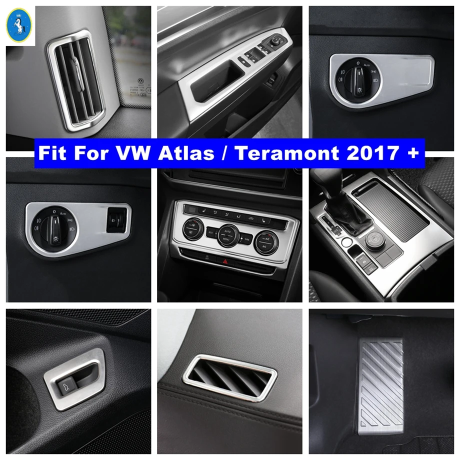 

Stainless Steel Auto Pillar C Air AC / Window Lift / Gear Box Panel Cover Trim For VW Volkswagen Atlas / Teramont 2017 - 2020