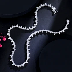 ThreeGraces Elegant Shiny Cubic Zirconia Silver Color Bridal Wedding Party Necklace for Women Fashion Costume Jewelry PN143