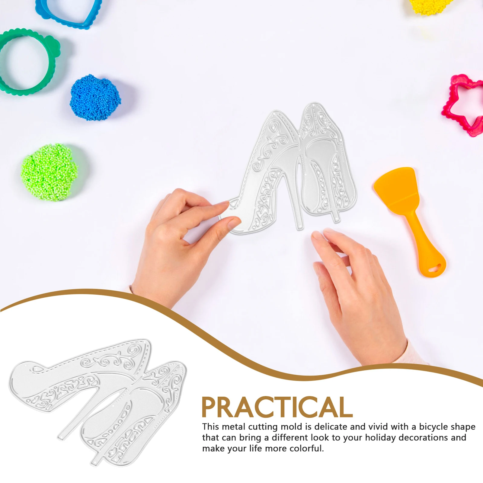 

Carbon Steel Cutting Dies 70x80mm High Heel Shape Silver Scrapbooking Card Making Supplies Paper Craft Templates Photo Album