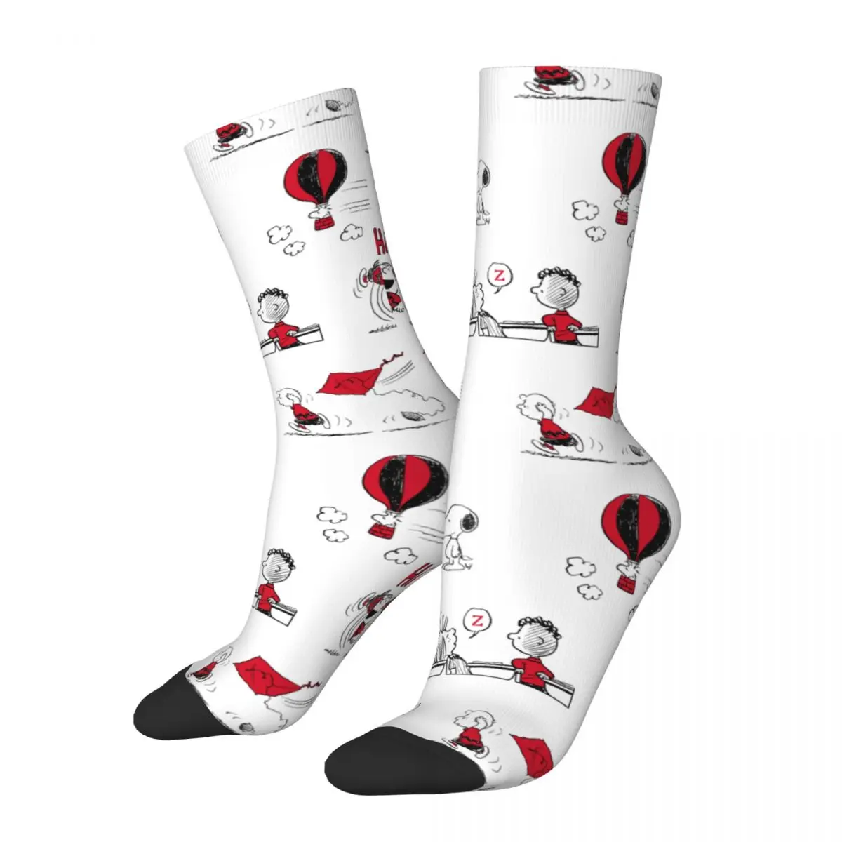 

Winter Warm Fashion Unisex PEANUTS Red & Black Pattern Socks Sweat Absorbing Football Socks