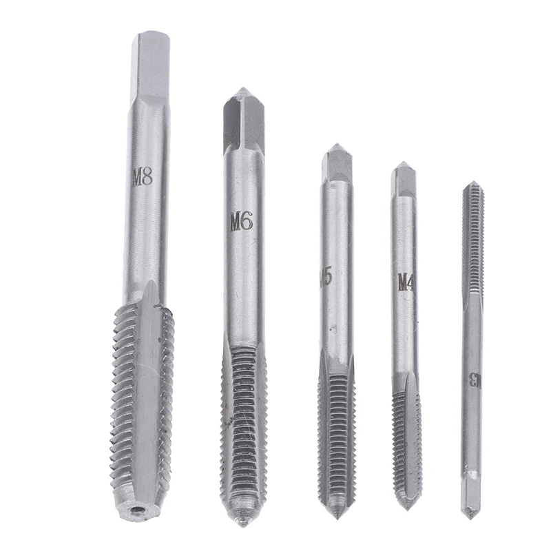 5 uds M3-M8 rodamiento de acero cónico mano espiral punto recto tornillo estriado rosca taladro llave de perforación herramientas manuales de bricolaje