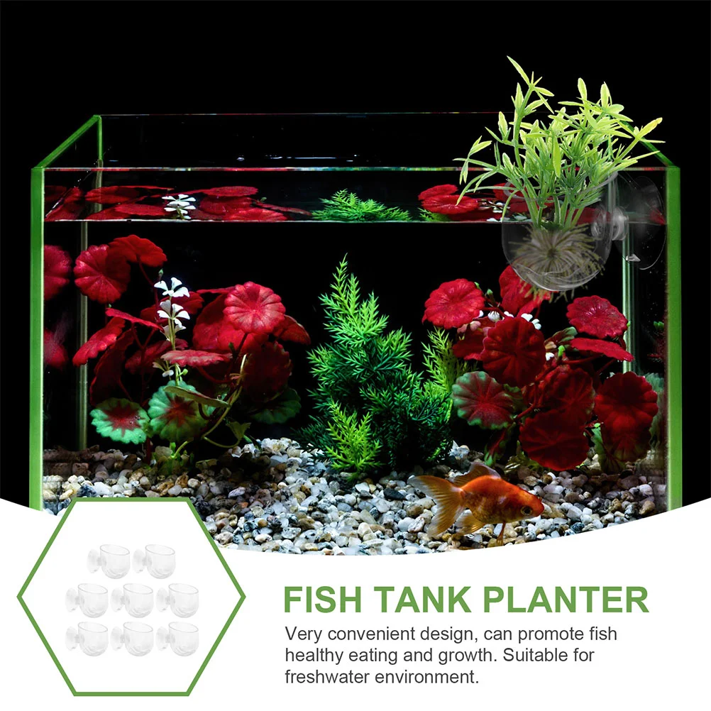 8 Pcs Aquarium Flower Pot Fish Tank Plant Stand Bait Feeder Decorations Shrimp Weights Acrylic Food Feeding Cups