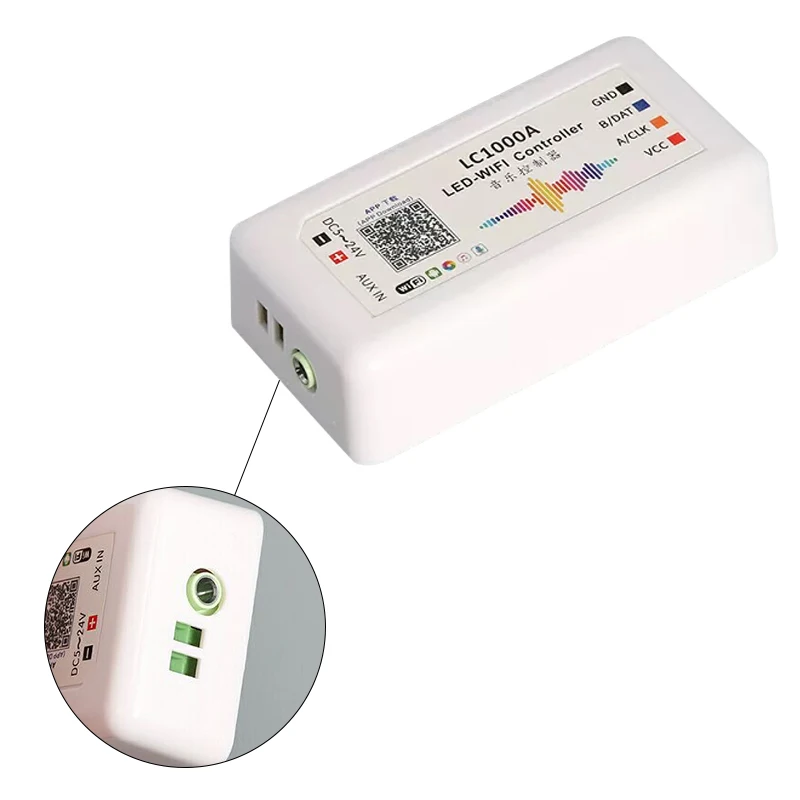 WiFi LC1000A Controller DC 5V 12V 24V 1024 Pixel Smart Music Spectrum SPI Dimmer per WS2811 WS2812B RGB LED Digital Pixel Strip