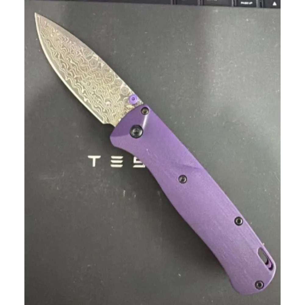 

BM535 Folding Knife, Sturdy and Durable, G10/Linen/Aluminum Handle, Damascus Blade, Outdoor Camping Carry Tool, Men's Gift