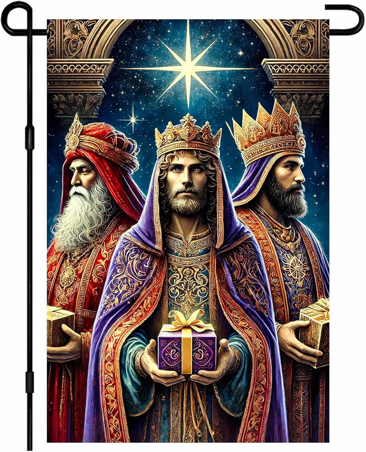 Three Kings Christmas Garden Flag 12x18 Inch Double Sided Nativity Wise Men Banner Country Welcome Seasonal Outdoor Yard Dec SSL