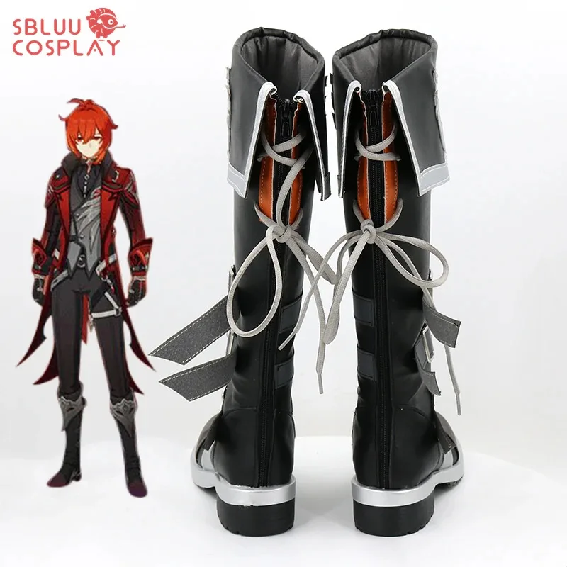 

dd12SBluuCosplay Genshin Impact Diluc Обувь для косплея Сапоги на заказ