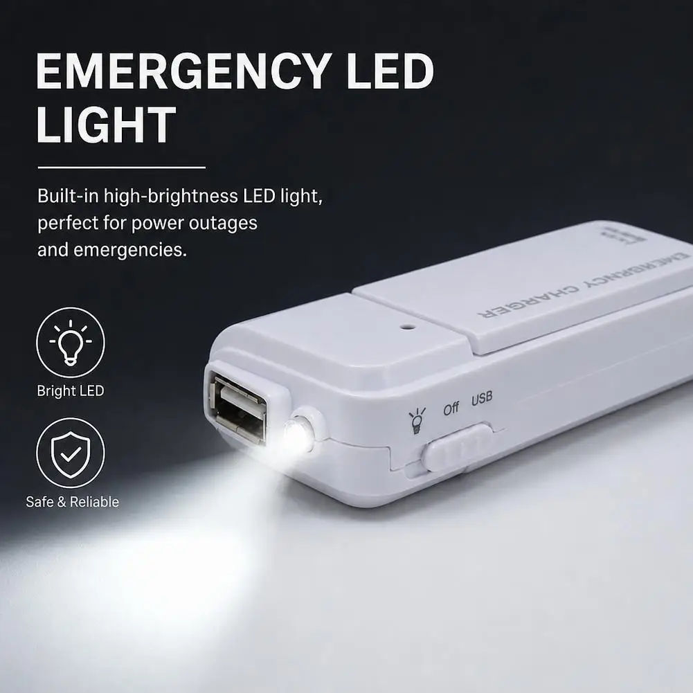 USB emergency Charger 2AA Battery Power Bank With LED Lighting Universal Compatibility for iOS and Android