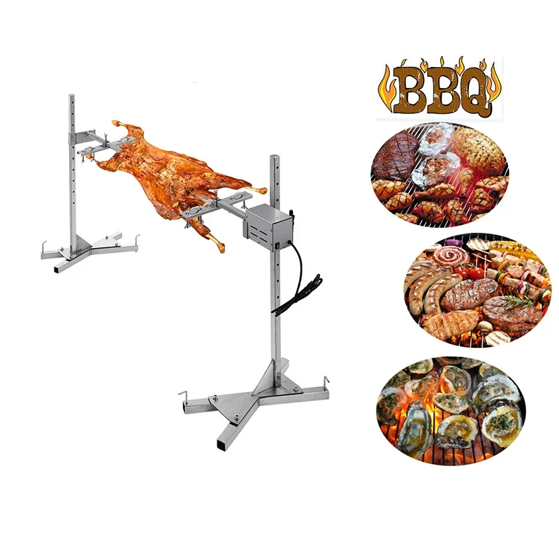 Home and Outdoor BBQ Barbecue grill 125 lb with Adjustable height Stainless steel Charcoal Lamb chicken Roastier Machine