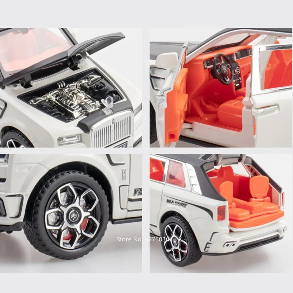 1/24 ล้อแม็กDiecast Rolls Royce Cullinan Mansoryของเล่นรุ่นรถยนต์แสงเพลงรถ 6 ประตูเปิดรถสําหรับคอลเลกชันเด็ก