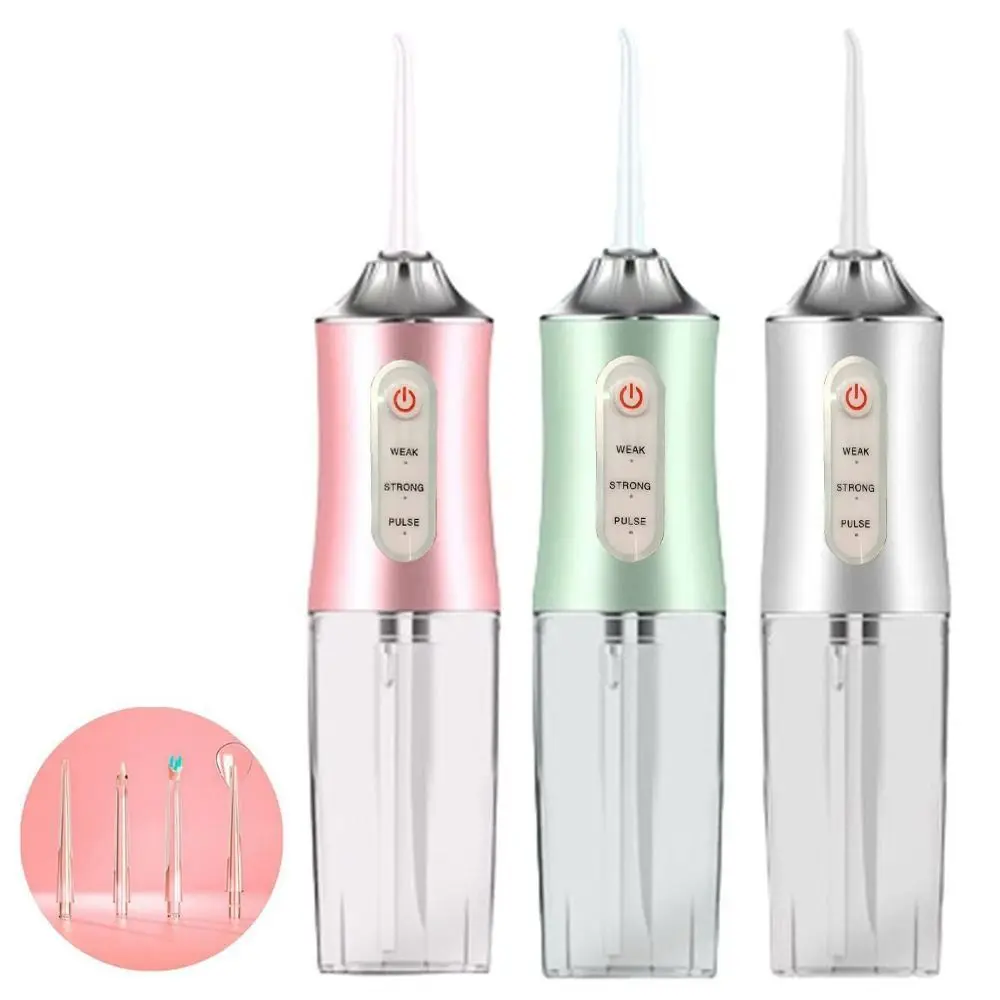 4 Jet Tip Electric Oral Irrigator 3 Modes 220ml Dental Bed Sprinkler USB Rechargeable Oral Care Mouth Washing Machine Household