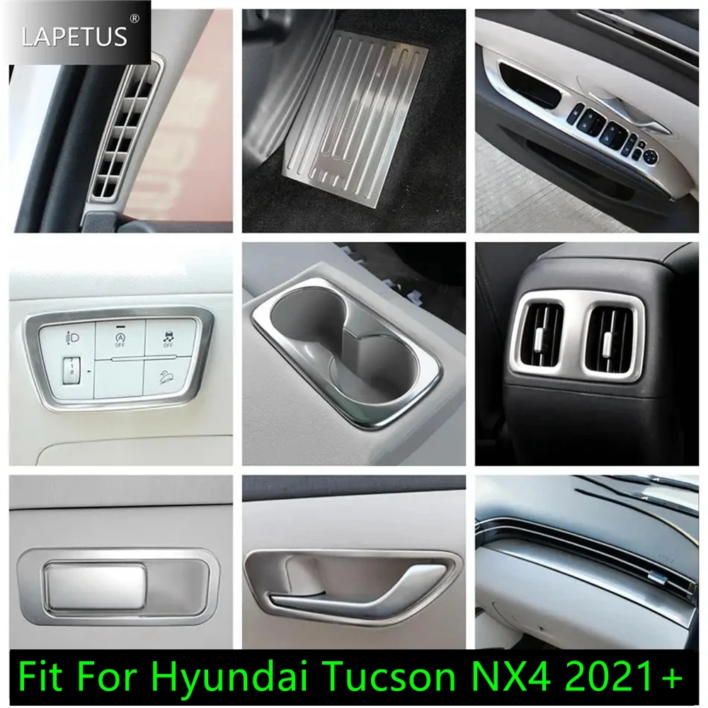 

Silver Car Dashboard / Door Handle Bowl / Headlamp / Glove Storage Box Accessories Cover Trim For Hyundai Tucson NX4 2021 - 2023