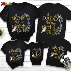 Birthday Girl Butterfly Family Matching Outfits Shirt 7th Birthday T Shirt Toddler Baby Clothing Personalized Name Party 6th