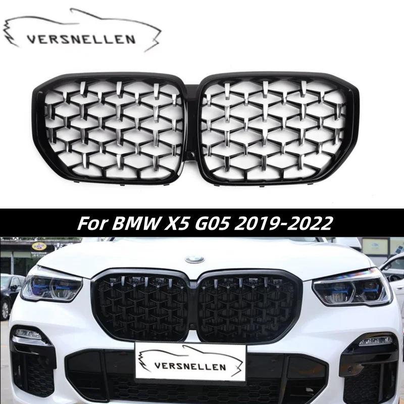 Racing Grills for BMW X5 G05 2019-2022 Front Bumper Grill Mesh Diamond Star Grille ABS Black & Chrome Car Decoration