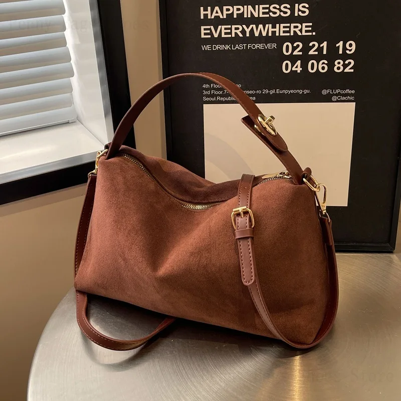 

2025 Autumn And Winter All-Match Texture Matte Deerskin Velvet Bag High-End Retro Fashion Single Shoulder Crossbody Bag Women