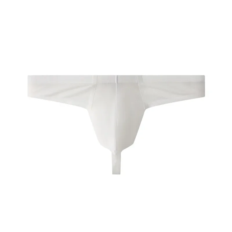 Low Waist G-String Men's Thong Underwear Ice Silk One-piece Breathable T-shirt Gray-blue Color