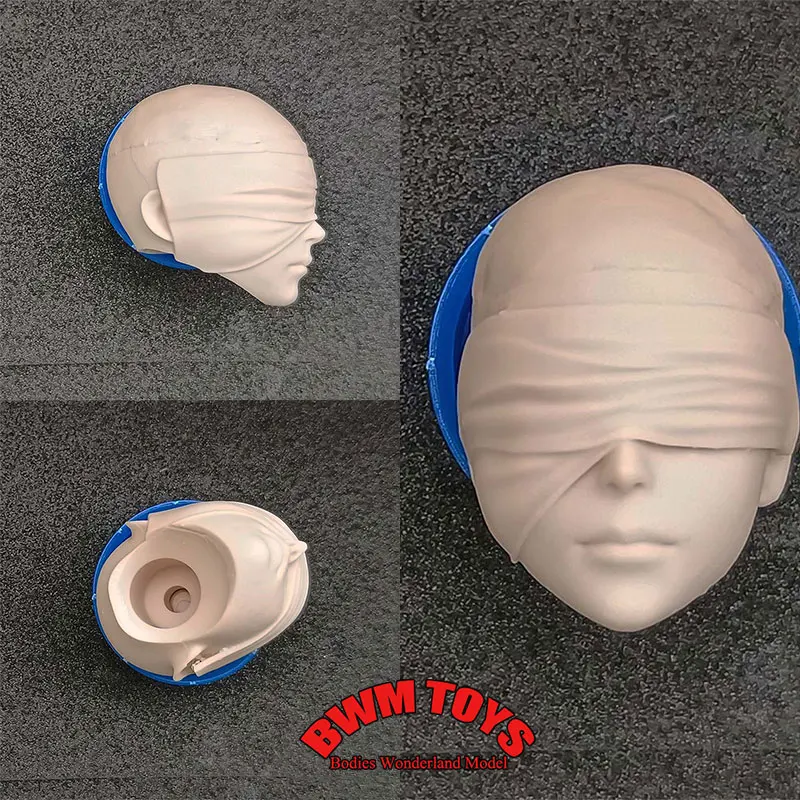 Unpainted DIY Head Sculpt 1/6 Scale Female Soldier Masked Ninja Assassin White Model Head For 12inch Action Figure Doll