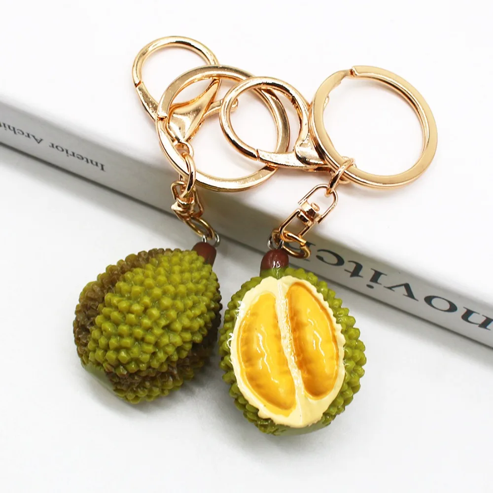 Durian Model Simulation Durian Keychain Artificial Fruit Trinket Creative Durian Keyring Bag Accessories Resin