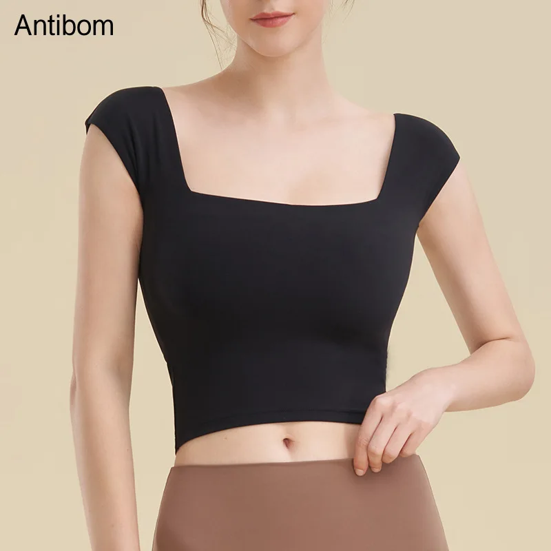 

Antibom Sports Bra Square Neck Nude Fit Yoga vest Women Fitness Shirts