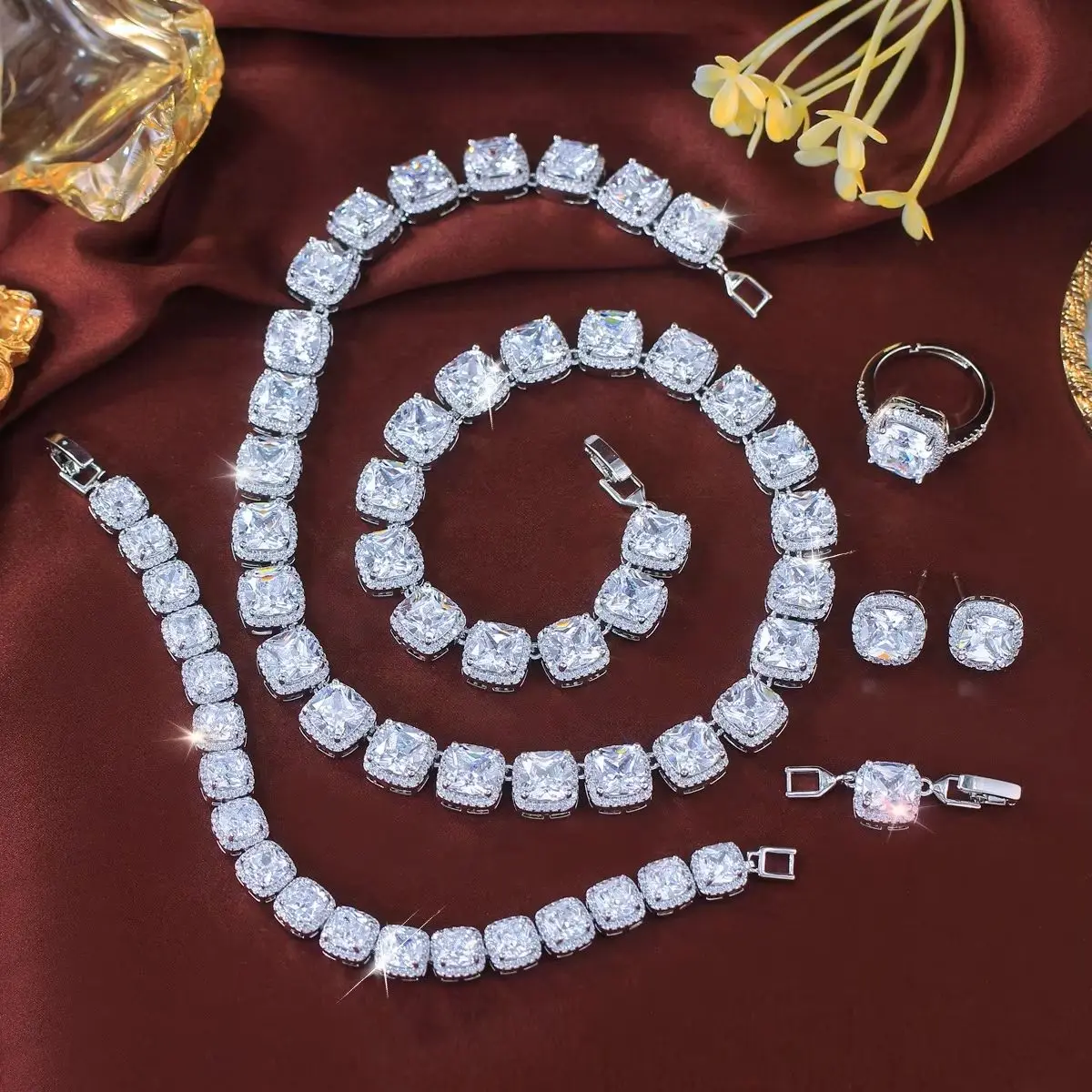 

Pera 2026 Hot Selling 4-Piece Jewelry Sets Shiny Zirconia for Women's Wedding Party Wedding Accessories Dubai, Saudi Arabia J021