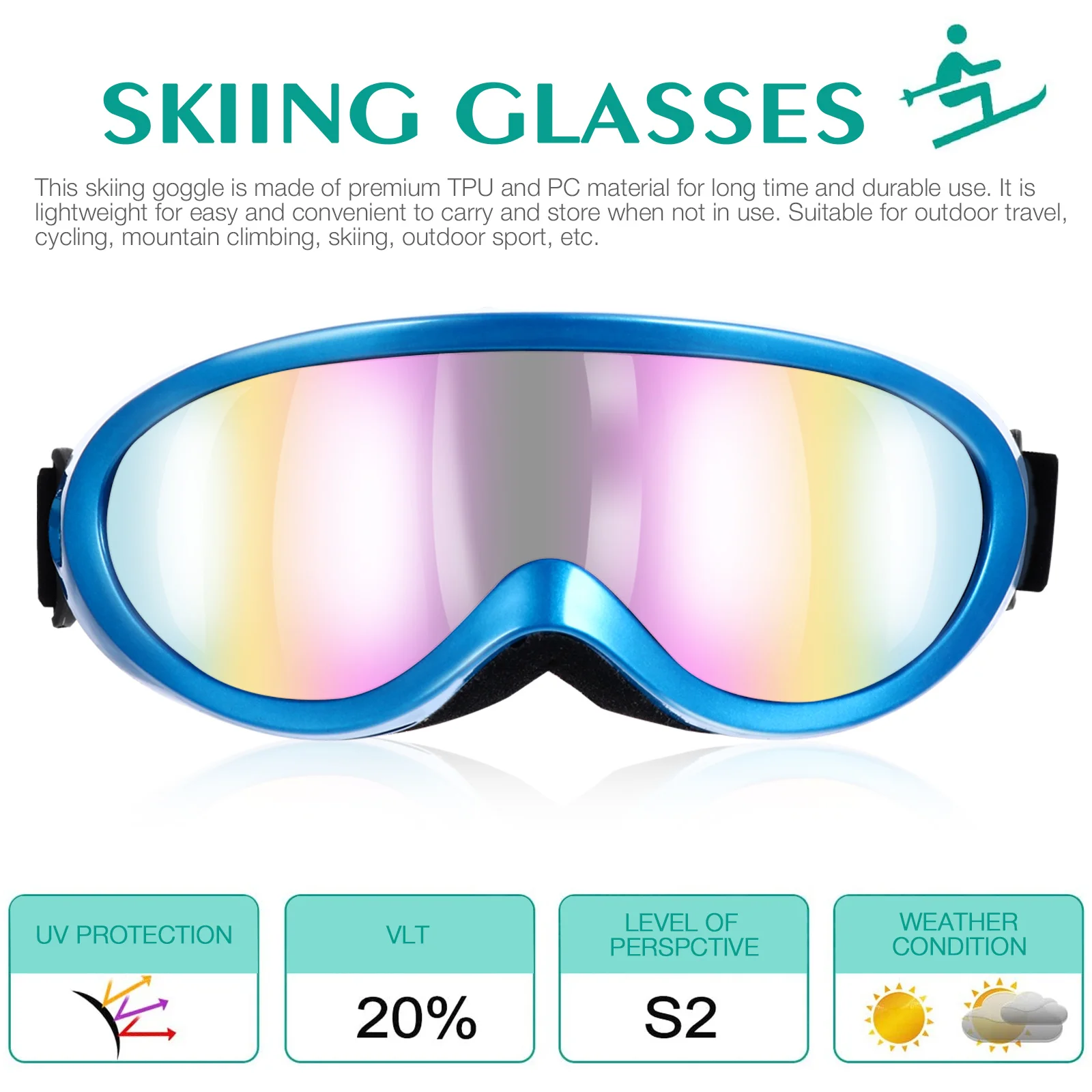 

1Pair Ski Goggles Anti-Uv Outdoor Sports Protective Eyewear Skiing Cycling Mountaineering Sports Glasses Ski Goggles