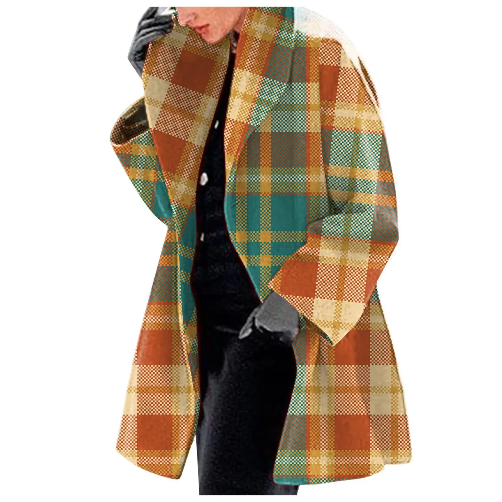 

2026 spring/summer new item in stock fashionable women's lapel woolen printed coat