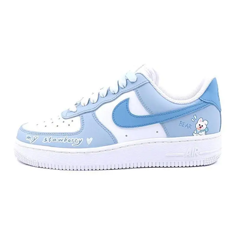 【Customize】Nike Air Force 1 Skateboarding Shoes Women's Low-top Blue/white Sneakers shoes DD8959-100