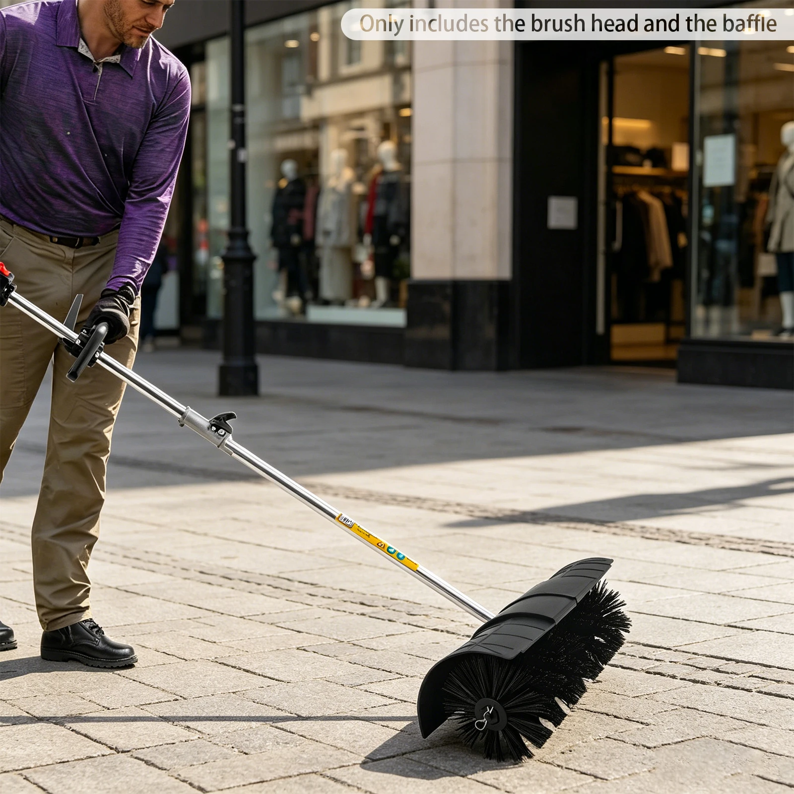Power Broom Brush Head, 23x52cm Sweeper Brush with Baffle, for Leaves Snow Gravel, Garden Street Factory