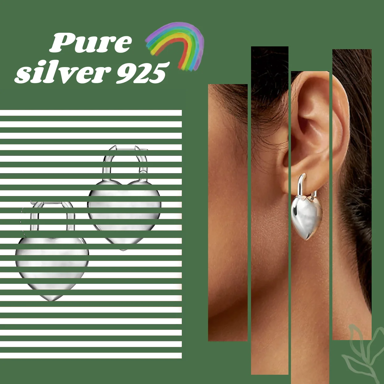 

Sweet and cool, niche fashion heart-shaped lock, pure silver ear studs S925, women's earrings, anniversary gift for wife